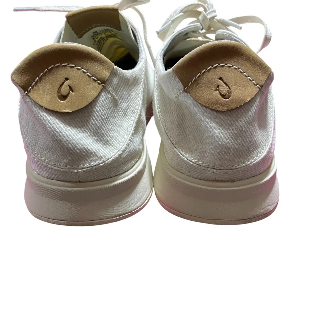 Olu Kai 10 White Canvas Sneakers Textile‎ Rubber Outer Sole